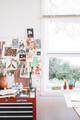 Lisa Miller’s art studio — a creative workspace filled with research and works in progress, reflecting her artistic process.